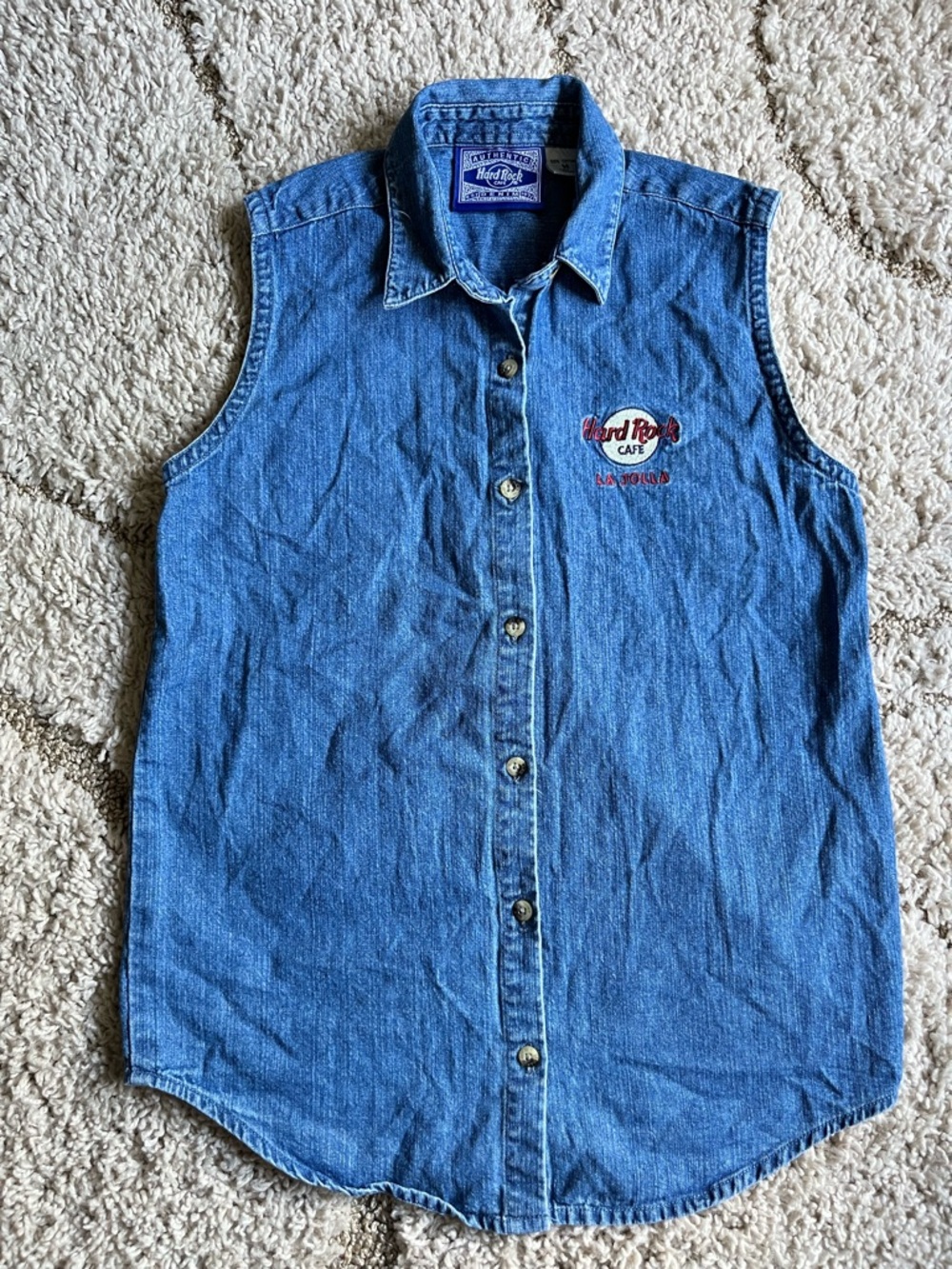 Vintage Hard Rock Cafe blue denim vest